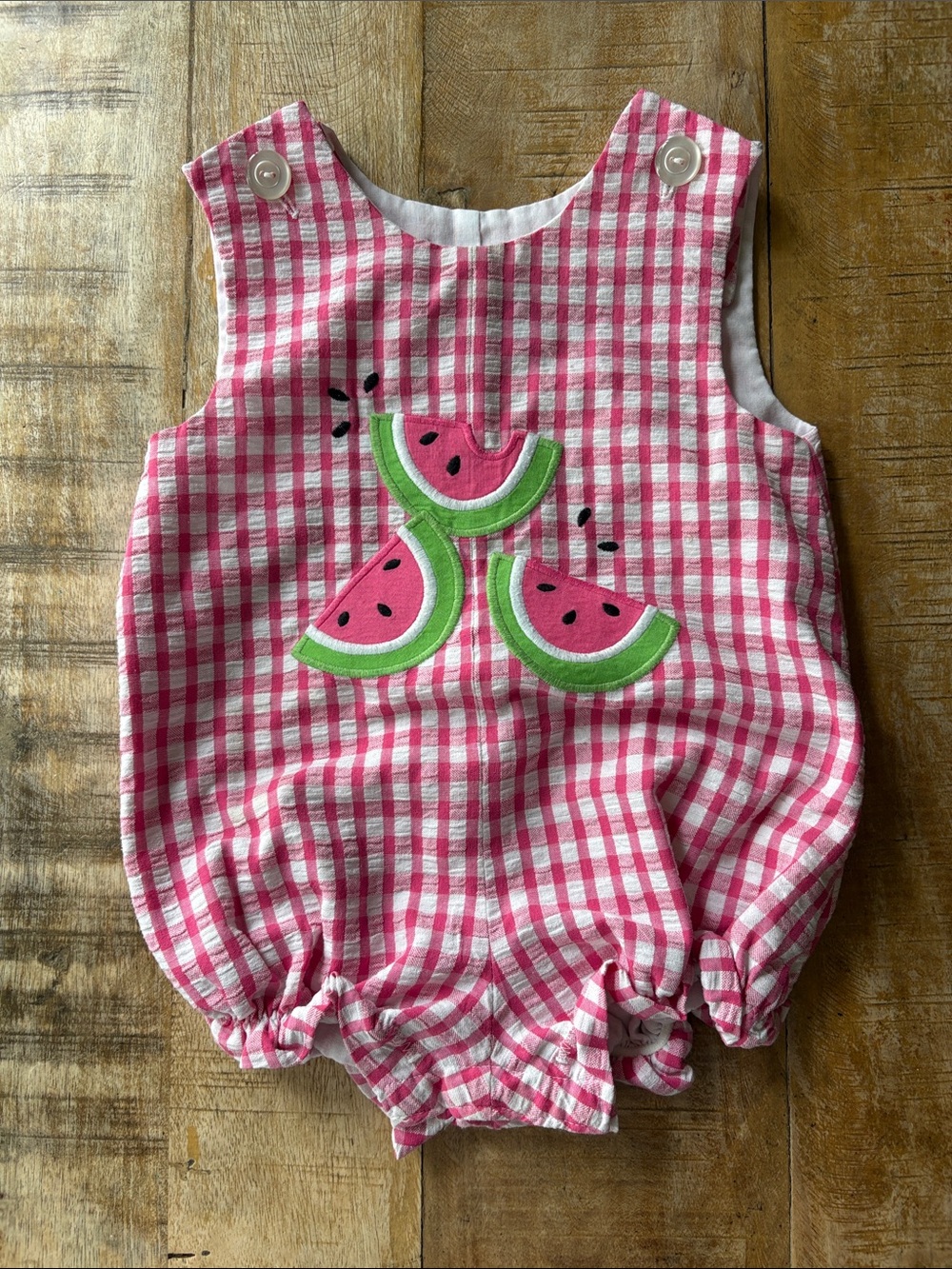 Kelly’s Kids Gingham Watermelon Appliqué Girls Romper 18m